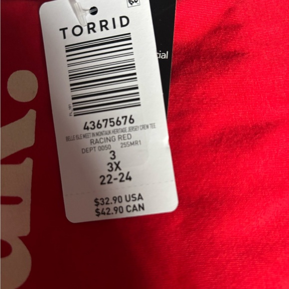 Torrid Belle Isle Plus Size Red "Meet in Montauk Heritage' Jersey Crew Tee 3X - Picture 6 of 8